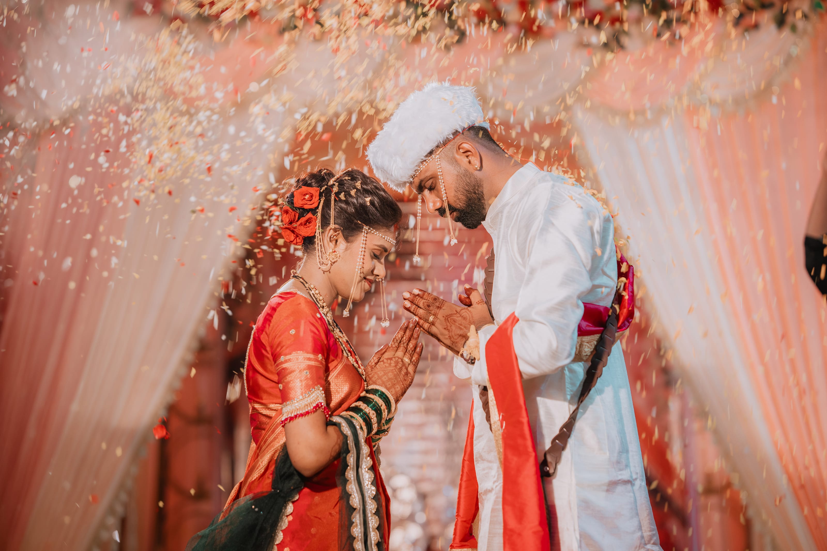 A couple at their wedding, photographed by Ganesh Patil Photography
