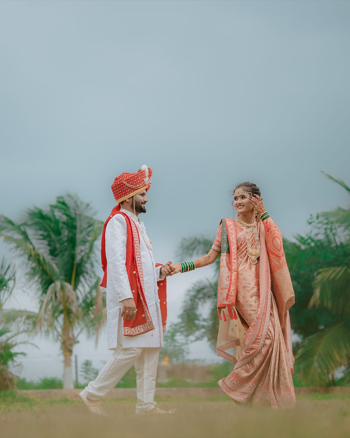Wedding day frame — ceremony or varmala moment, landscape