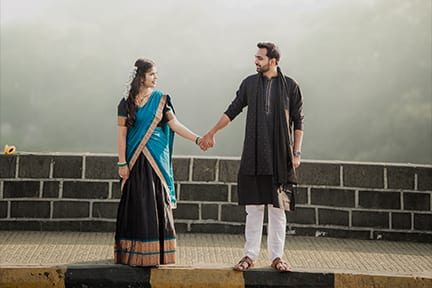 Couple on a fort wall at first light